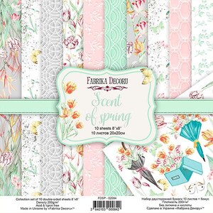 8 x 8, 10 sheets, Scent of spring, Fabrica Decoru, Scrapbooking Double Sided Paper set, Card Stock
