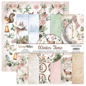 Winter Time, ScrapBoys, Scrapbooking Double Sided Paper set 12 x 12, 12 sheets, Card Stock
