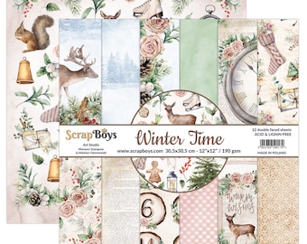 Winter Time, ScrapBoys, Scrapbooking Double Sided Paper set 12 x 12, 12 sheets, Card Stock