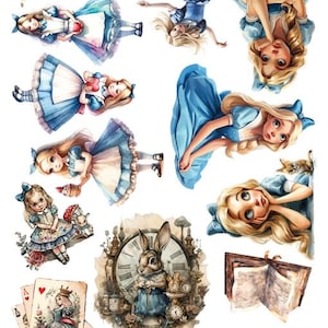 6 x 12, 6 feuilles, jeu d'accessoires pour la découpe, Alice, alchimie artistique, jeu de papiers de scrapbooking, papier cartonné