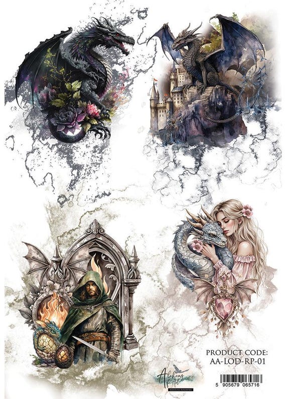Rice Paper A4 (25-30gsm) | The Legends of the Dragons | Alchemy of Art