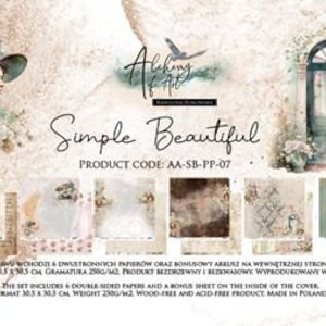 12 x 12, 6 fogli, Collezione Simple Beautiful, Art Alchemy, Fogli da tagliare, Set di carta per scrapbooking, Cartoncino