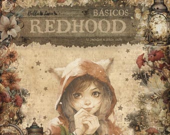 12 x 12, 12 sheets, Collection Redhood basis, Bellaluna Crafts, Sheets for Cutting, Scrapbooking Paper set, Card Stock