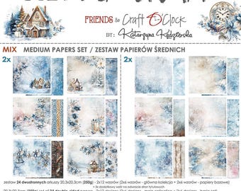 8x8, 24 sheets, Craft O'Clock, Collection Cozy Winterland, Scrapbooking Paper set 8x8, Mixed Media, Journals, Cardmaking, Card Stock