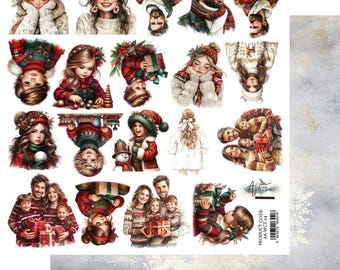 Wonderful Christmas Time Fussy Cut Sheets 12x12 – Single Double-Sided Scrapbook Papers | 250gsm | Alchemy of Art