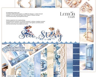 12 x 12, 6 sheets, Sea Story, LemonCraft, Scrapbooking Paper Set, Embellishment, Card Stock
