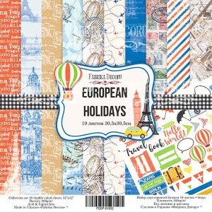 12 x 12, 10 vellen, Europese feestdagen, Fabrica Decoru, set dubbelzijdige plakboeken 12 x 12, karton