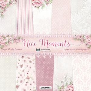 12 x 12, 5 sheets, Collection Nice Moments, ScrapAndMe, Scrapbooking Paper set 12 x 12, 5 sheets, Card Stock, Flowers Pattern