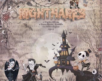 12 x 12, 24 sheets, Collection Nightmares, Bellaluna Crafts, Sheets for Cutting, Scrapbooking Paper set, Card Stock
