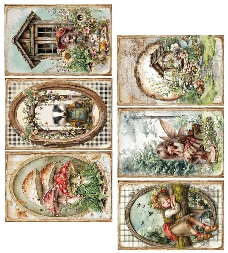scrapbooking cards set 30.5×15 cm | friends of the forest | alchemy of art | 250 gsm | 6 sheets | cutouts for albums & cards