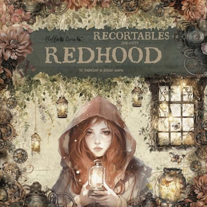 8 x 8, 12 feuilles, collection Redhood à découper, travaux manuels Bellaluna, feuilles à découper, jeu de papiers de scrapbooking, papier cartonné