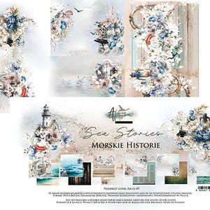 12 x 12, 6 feuilles, collection Sea Stories, art alchimie, feuilles à découper, lot de papiers de scrapbooking, papier cartonné
