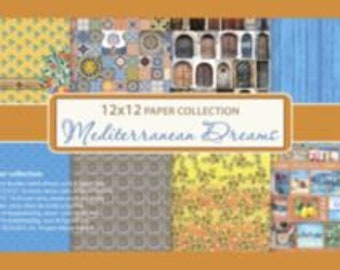 12 x 12, 16 sheets, Collection Mediterranean Dreams, ScrapBerry's, Sheets for Cutting, Scrapbooking Paper set, Card Stock