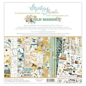 12 x 12, 12 sheets, Collection Old Manor, Mintay Paper, Sheets for Cutting, Scrapbooking Paper set, Card Stock