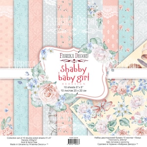 8 x 8, 10 Blatt, Shabby Baby Mädchen Redesign, Fabrica Decoru, Scrapbooking doppelseitiges Papier Set, Karton