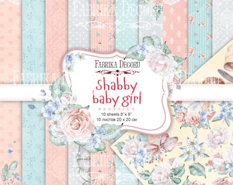 8 x 8, 10 sheets, Shabby baby girl redesign, Fabrica Decoru, Scrapbooking Double Sided Paper set, Card Stock