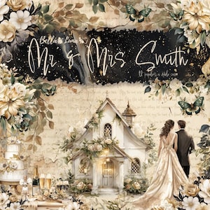 Mr & Mrs Smith Scrapbooking Papier 12x12 | 12 doppelseitige Bögen | Hochzeit Rustikales Greenery Blumenalbum Handwerk Versorgung | BellaLuna Kunsthandwerk