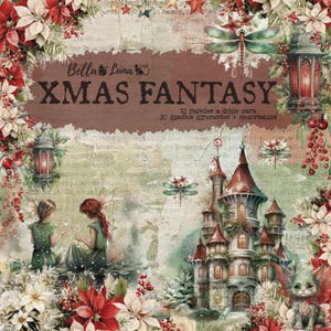 12 x 12, 12 feuilles, Collection Xmas Fantasy, travaux manuels Bellaluna, feuilles à découper, ensemble de papier de scrapbooking, papier cartonné