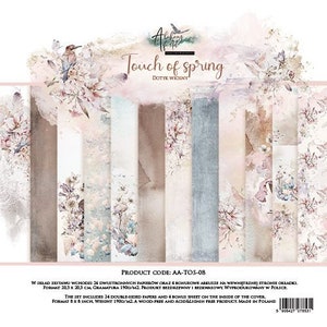 8x8, 24 folhas, Art Alchemy, Coleção Touch of Spring, Conjunto de papel para scrapbooking 8x8, Diários, Cardmaking, Papel cartão