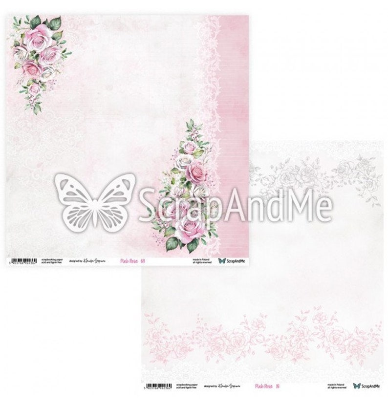 Pink Roses 12x12 Scrapbook Paper Pad | Scrapandme | Floral Cardstock ...