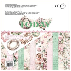 8 x 8, 18 feuilles, Today, LemonCraft, ensemble de papiers de scrapbooking, embellissement, papier cartonné