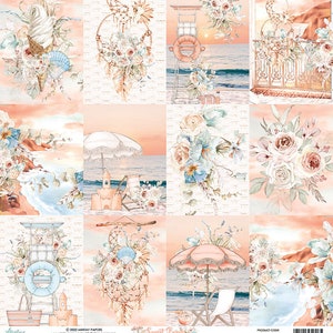 12 x 12, 1 sheet, Mintay Paper, SUNSET BEACH, Exquisite Scrapbooking Paper Sheet, Card Stock