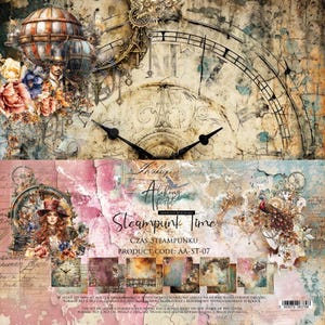 12 x 12, 6 vellen, collectie Steampunk Time, Art Alchemy, vellen om te snijden, set scrapbooking, karton