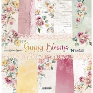 Papel para álbumes de recortes Sunny Blooms de 30,5 x 30,5 cm / 5 hojas de doble cara + cubierta / Paquete de papel floral de verano / 250 g/m² / Tarjetería y diario