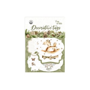 Etiketten Set Cozy Winter 04, P13, Doppelseitiger Karton - 6 Stück, Set aus Papieranhänger