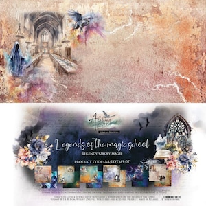 12 x 12, 6 vellen, collectie Legends of the Magic School, Art Alchemy, vellen om te snijden, set scrapbooking, karton