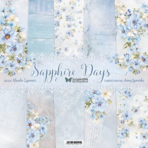 12 x 12, 5 Blatt, Sapphire Days, ScrapAndMe, Scrapbooking Papier set 12 x 12, 5 Blatt, Card Stock