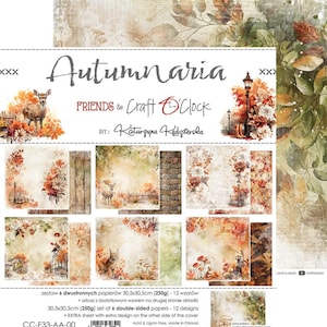 12 x 12 6 vellen, Autumnaria, Craft O'Clock, vellen om te snijden, set 12 x 12 plakboeken, karton