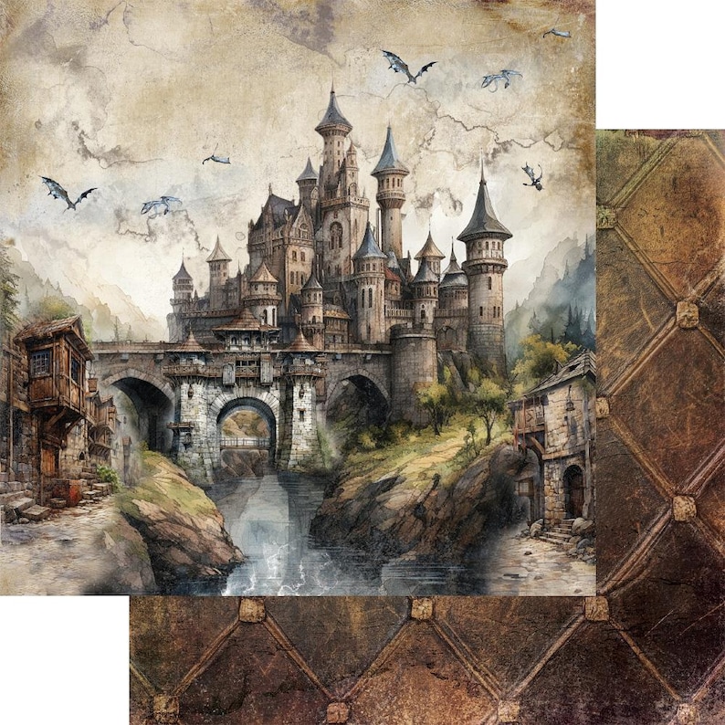 scrapbook paper | scrapbooking paper — 12×12 collection (6 double sided sheets, 12 designs, bonus 12×6, 250gsm) | the legends of the dragons | alchemy of art
