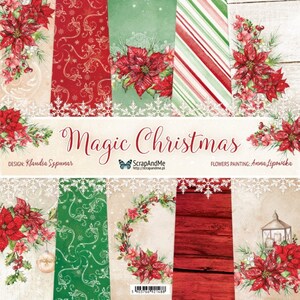 Auswahl nach Kollektion Magic Christmas, ScrapAndMe, Sheets zum Schneiden, Scrapbooking Papier set 12 x 12 5 Sheets, Card Stock Christmas Pattern