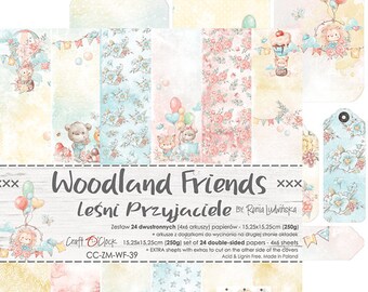 Collection WOODLAND FRIENDS, Craft O'Clock, Sheets for Cutting, Scrapbooking Paper set 6x6 24 sheets, Card Stock