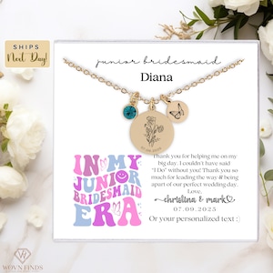 Jr. Bridesmaid Thank You Necklace, Custom Junior Bridesmaid initial necklace gift, Jr Personalized Bridesmaid thank you, Gifts for Jewelry