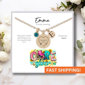 Caregiver Necklace,Caregiver Gift,Personalized Thank You Gift for Caregiver,Caregiver Appreciation Gift, Caregiver Jewelry,Custom Initials