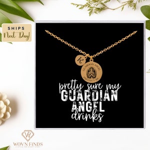 Guardian Angel Necklace,18k Gold plated Guardian Angel Pendant,Gift for Religion,Silver Guardian Angel Necklace, Personalized initials