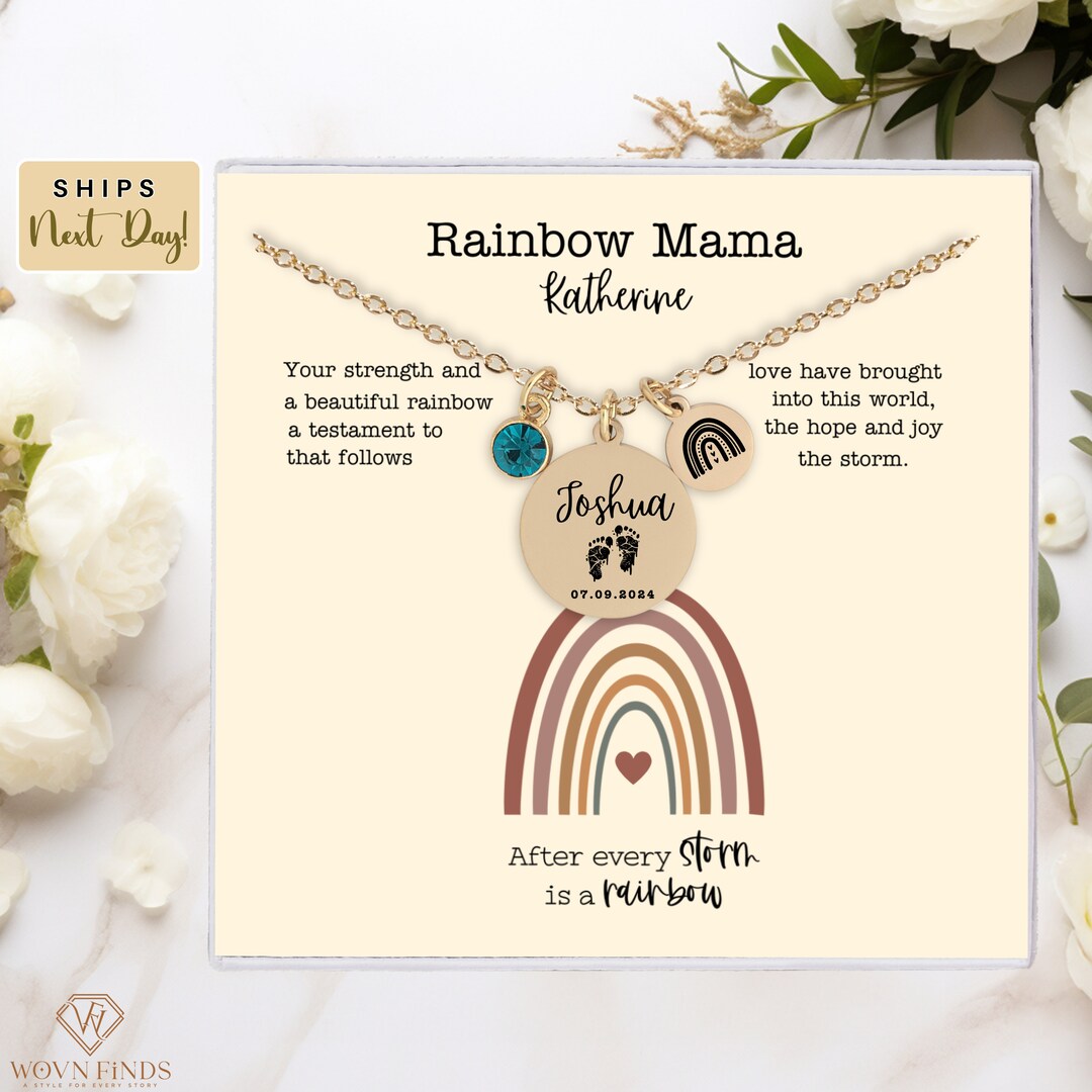 Rainbow Baby Necklace,personalized Rainbow Baby Gift for Mom,gift for