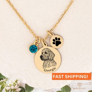 Goldendoodle Necklace,Goldendoodle Gifts,Personalized Goldendoodle Jewelry,Birthstone and Custom Initial,Labradoodle Necklace,Doodle Dog