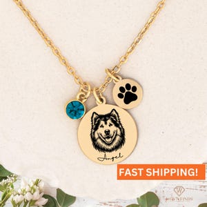 Alaskan Malamute Necklace,.925 Sterling Silver&Gold Plated Alaskan Malamute Necklace Gift For Dog Mom,Custom Name-Alaskan Malamute Jewelry