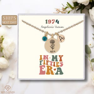 50th birthday gift for women,Personalized 50th birthday gift,Birth flower Necklace for 50th Birthday,Birthstone Necklace,Gifts Birthday