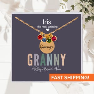 Personalized Granny Necklace Gift For Granny Mother’s Day Necklace For Granny Jewelry, Birthstone Necklace with Custom Date,Granny Charm