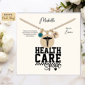 Medical Symbol Necklace,Personalized Nurse Gift,Necklace,Gold caduceus Pendant,Doctor Gift,For medical student,Paramedic gift,Birthstone
