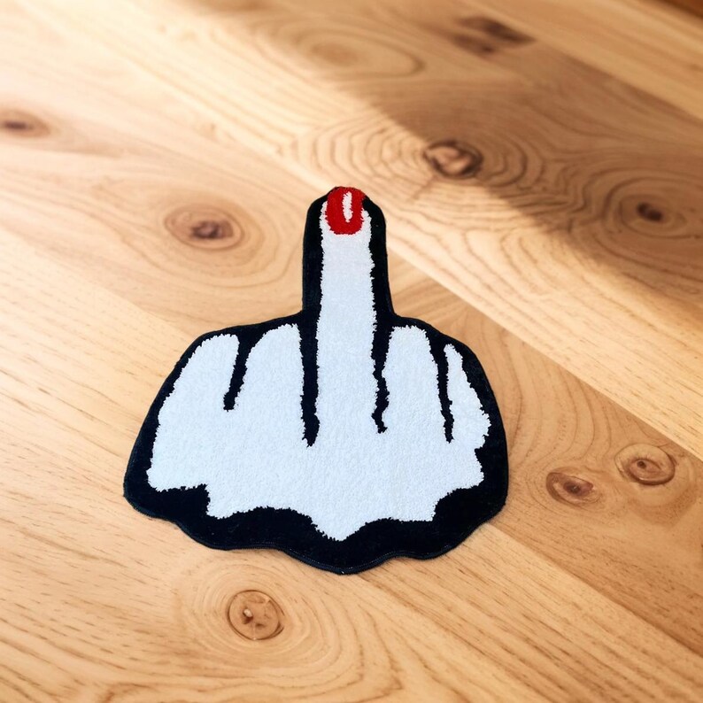 Middle Finger Handmade Rug Custom Rug, Funny Rug, Tufted Rug, Bedroom ...