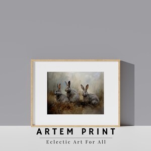 Vintage Rabbit Art Rustic Rabbit Art Countryside Art Nursey Art Nursery ...