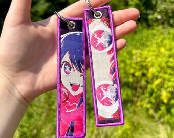 Anime Embroidered Jet Tag Keychain - Etsy