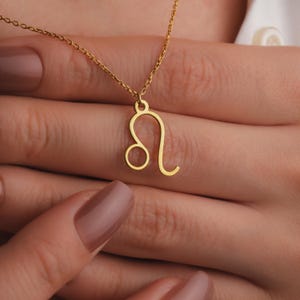 Leo Zodiac Necklace – Gold-Plated Leo Sign Pendant, Horoscope Jewelry, Gift for Her, Minimalist Zodiac Necklace, Mother&#39;s Day Gift