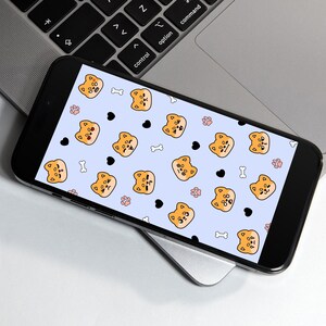 Kawaii Chibi Shiba Inu Pattern Wallpaper, Cute Dog Wallpaper, Shiba Wallpaper, Shiba Inu Phone Wallpaper, Kawaii Background