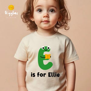 Bonita camiseta personalizada con letras del alfabeto para niños, camiseta personalizada para la vuelta al cole, camiseta personalizada para niños pequeños, camiseta para el primer día de clases